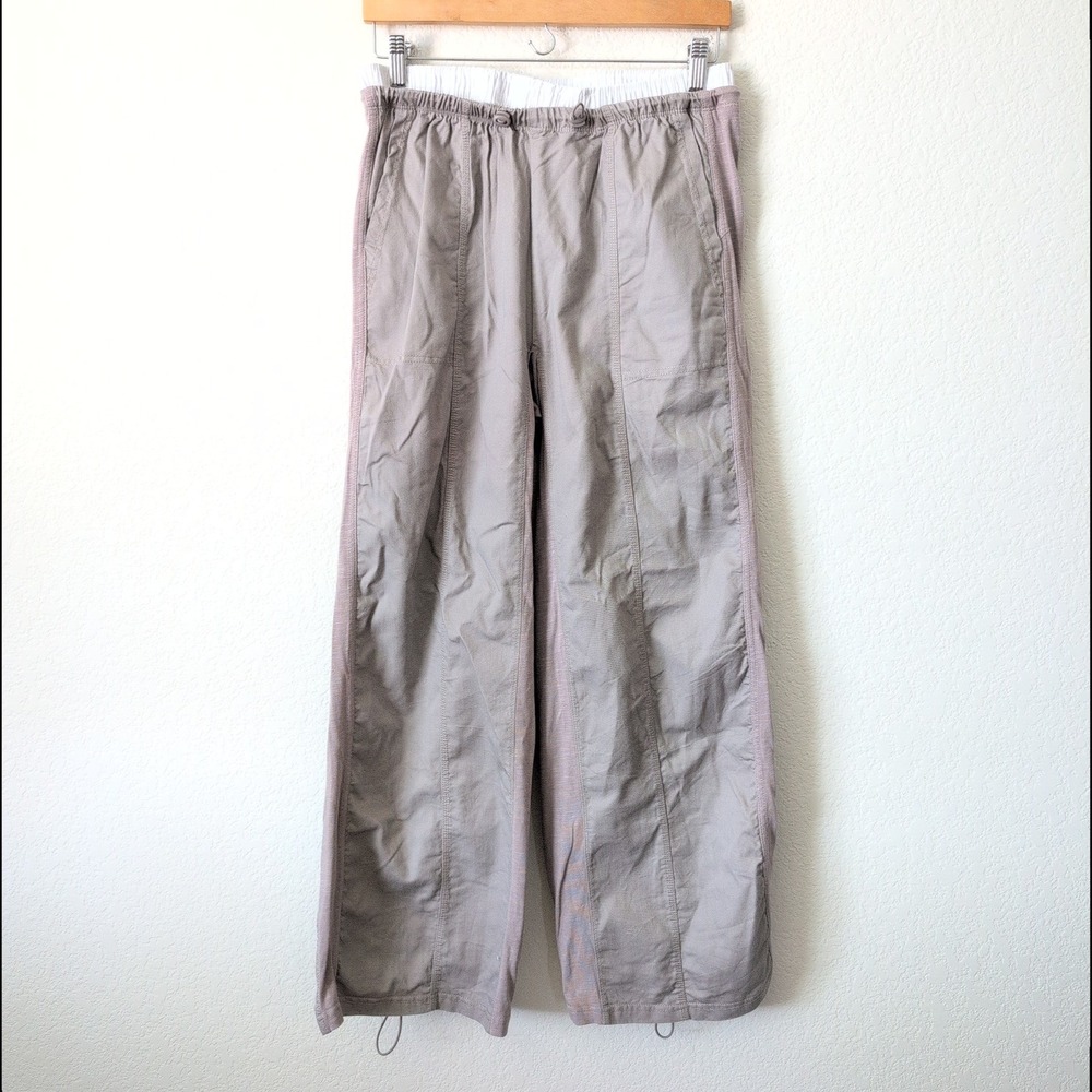 Daily Practice Anthropologie Taupe Parachute Pants Wide Leg Lounge Casual Small - Picture 9 of 11